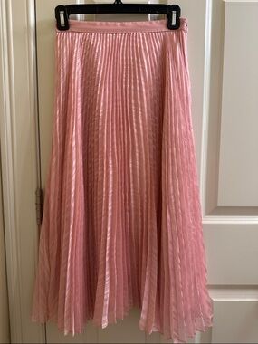 Club Monaco Pink Pleated A-Line Midi Skirt